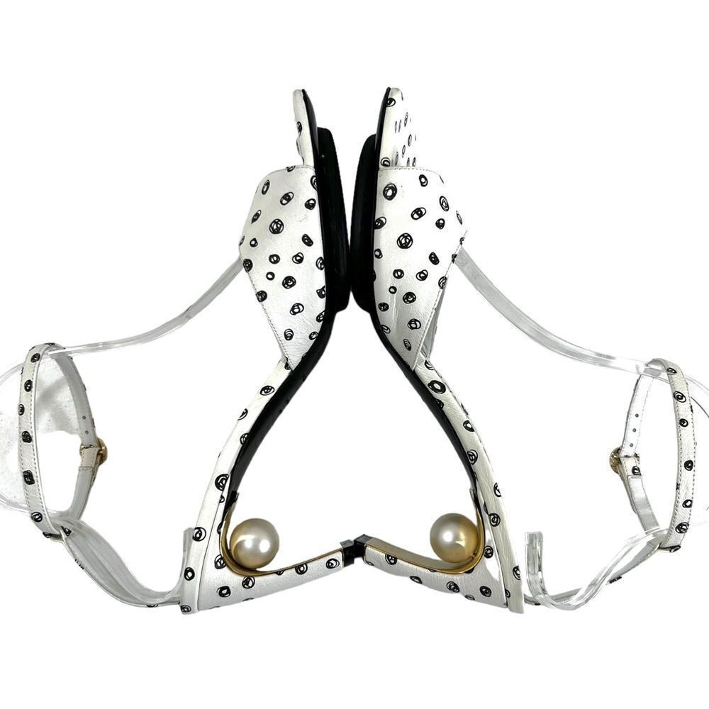 Nicholas Kirkwood MAEVA Ankle Strap Sandals in White & Black Doodle Print - Picture 8 of 16